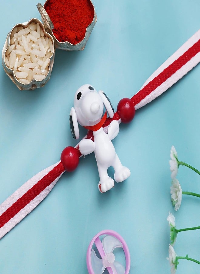 iinfinize Cartoon Rakhi for Kids | White Dog Rakhi For Kids Cartoon Character Raakhi | Small Brother Bhai Bhaiya Rakhis for Raksha Bandhan From Sister With Roli Chawal - Image 2